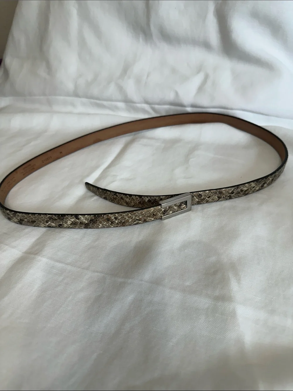 Banana Republic Snakeskin-Pattern Leather Belt - Beige & Brown - Picture 8 of 8